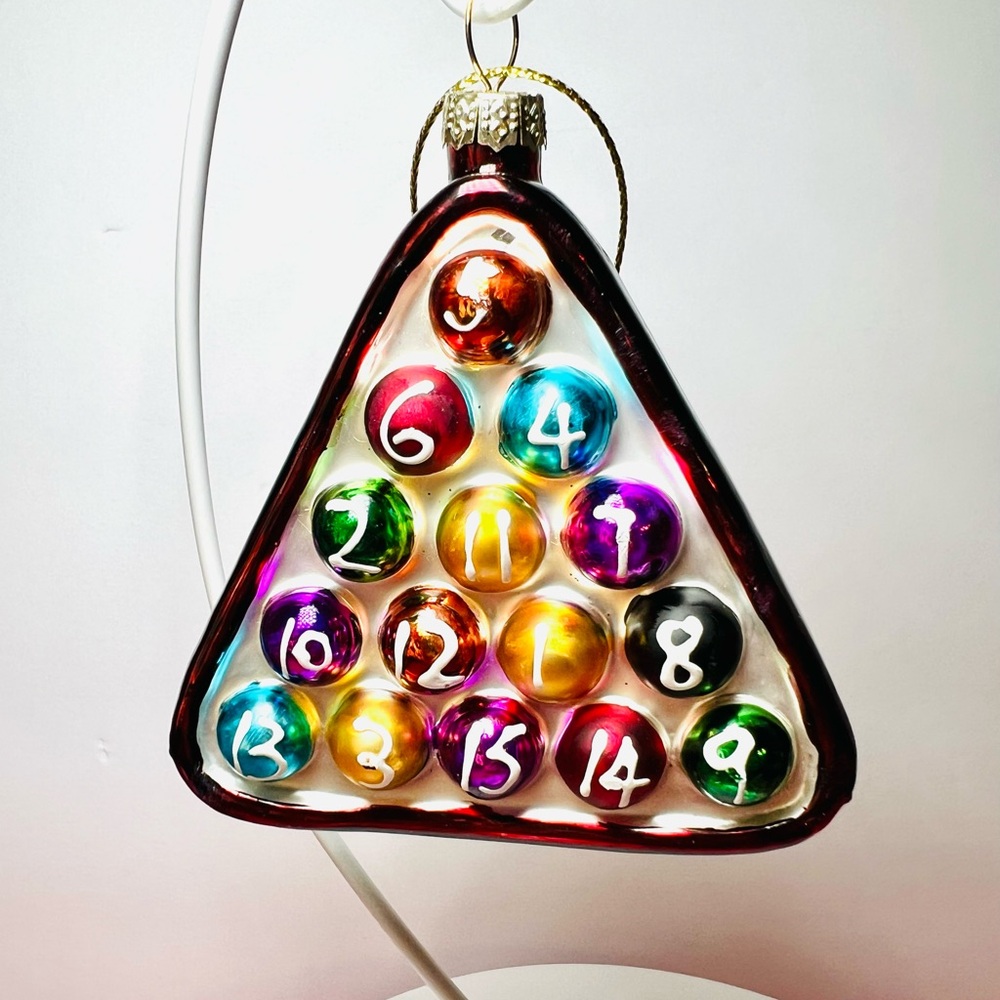 Rack of Billiard Balls Christmas Glass Ornament Pool Table Game Eight Ball - Picture 8 of 8